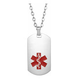 Collar Para Hombre Y Dije Placa Identificacion Alerta Medica