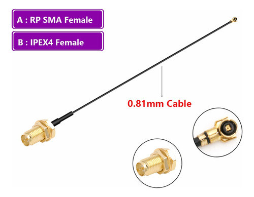 Antena Wifi Ufl Ipex4 Mhf4 A Sma Hembra Rp Cable 20cm Chasis