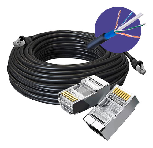 Cabo De Rede Utp Cat6 Dupla Capa Uso Externo 20 Metros