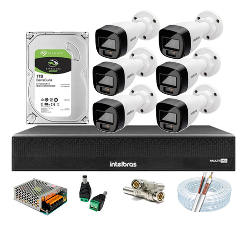 Kit 6 Cameras Fullcolor Intelbras Dvr 8ch Intelbras, Hd 1tb