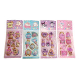 4 Planillas De Stickers Pegatina Kawaii Glitter Magic 3d