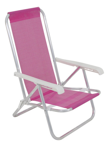 Cadeira Praia,piscina,sítio Reclinável Lazy 4posições Rosa 
