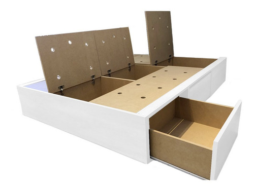 Box Sommier Cajones 2 Plazas 140x190 Melamina Blanca Mdf