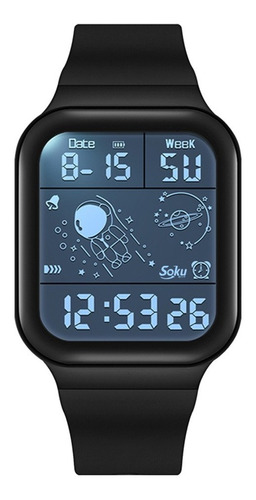 Reloj Deportivo Led Jovenes Niños Astronauta Sumergible Sd Color Del Bisel Negro