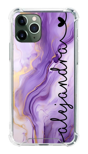 Funda Mármol Morado Personalizada Para iPhone Antigolpes