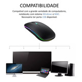 Mouse Recarregável Sem Fio Gamer Home Office Led Rgb 2.4ghz