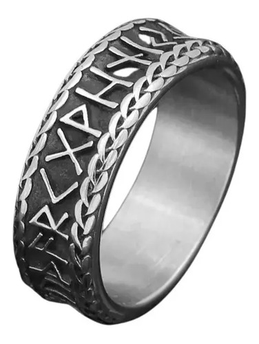 Anillo Acero Inoxidable Runa Vikinga Nórdico Amuleto Hombre