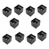 Arbotante Muro Led 10w Negro Cuadrado Luz Blanca Ext. 10pzs