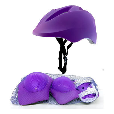 Kit Casco y Protecciones para Bicicleta, Patines o Patineta Infantil Violeta | Meses sin interés