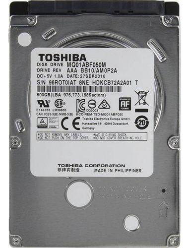 Disco Duro 500gb Toshiba 2.5  Para Laptop Mq01abf050