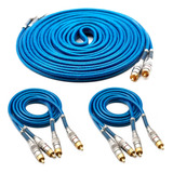 Kit 2 Cabo Rca Svart 1m +1 5mt Azul Blindado