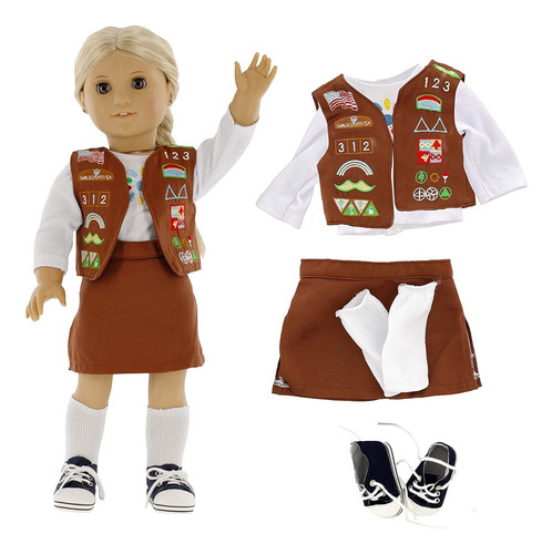 Brownie Girl Scout Inspirado Doll Outfit Para American Girl 