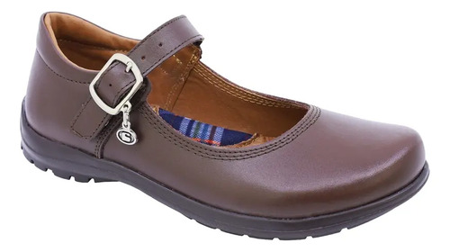 Coqueta Zapato Escolar De Piel Para Niña Café 15-17 | Meses sin interés