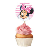 40 Cupcake Toppers Personalizados Minnie Mouse Fiesta