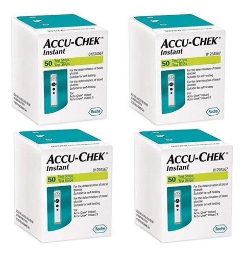 Pack 4 X 50 Tiras Cintas Accucheck Instant ( 200 Total )