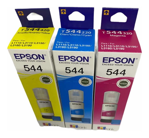 Pack Kit 3 Tintas Originales Epson 544 Colores Facturadas