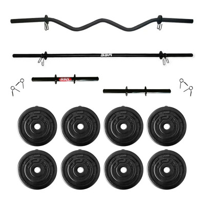 Kit 80lb Pesas Mancuernas Ajustables, Barra Recta, Z, Discos Color Negro | Envío gratis