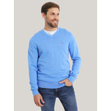 Sweater Básico Signature V-neck Azul Tommy Hilfiger