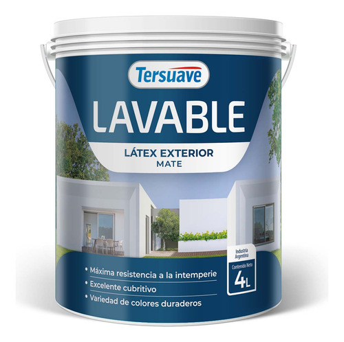 Pintura Exterior Lavable Látex Blanco Tersuave 4 Litros Rex