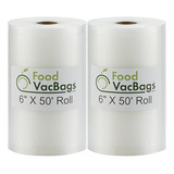 Dos 6 X 50 Rollos De Bolsas Selladoras De Vacío Foodvacbags 