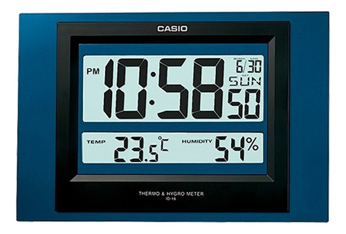 Relógio De Mesa Digital Casio Id-16s-2df Cor Azul