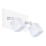 Aplique Plafon Moderno 2 Luces Apto Led G9 Cubo Vidrio Movil Color Blanco