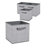 X4 Cajas Asa Organizadoras De Tela Plegables Cubos 25x25x25