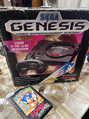 Sega Génesis Sonic The Hedgehog Consola En Caja Super Rara