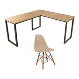 Mesa L Escritório 150x150 Diretor C/ Cadeira Eames