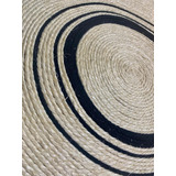 Tapete Em Sisal Natural Redondo 100cm Preto