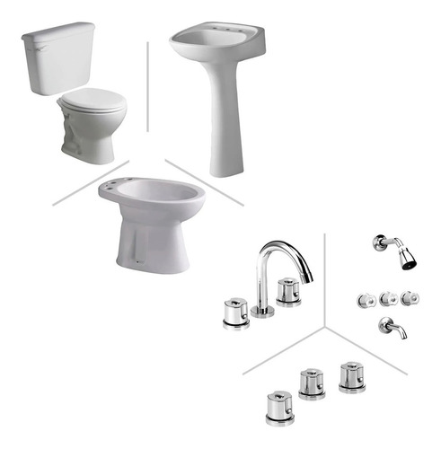 Juego De Baño Ferrum + Kit Griferia Peirano Completo