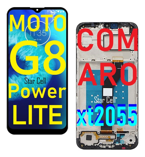 Tela Frontal Original Moto G8 Power Lite(c/aro(2055)+pl3d+cp