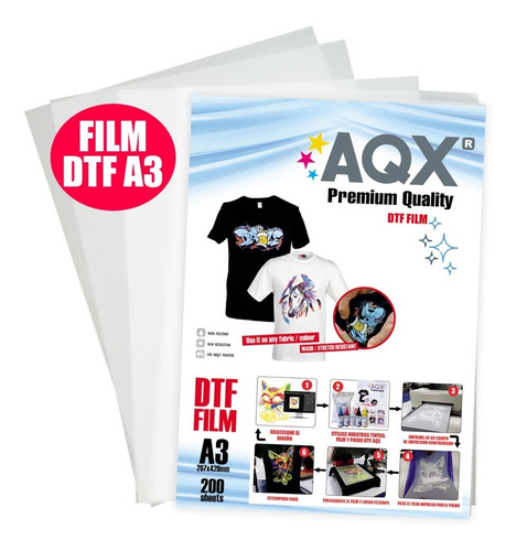 Film Dtf Aqx Pet Film Dtf X200 A3 420mm X 297mm Estampados