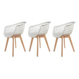 Kit 3 Cadeiras Para Mesa De Jantar Cozinha Web Wood Branca Cor Da Estrutura Da Cadeira Marrom Cor Do Assento Branco