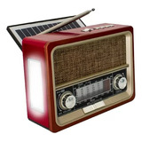 Bocina Bluetooth Vintage Radio Am/fm Y Linterna, Carga Solar