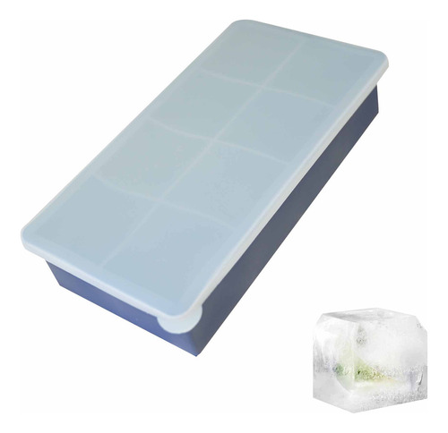 Cubetera De Silicona Con Tapa Ionify Para 8 Cubos De 5x5cm Color Azul Oscuro