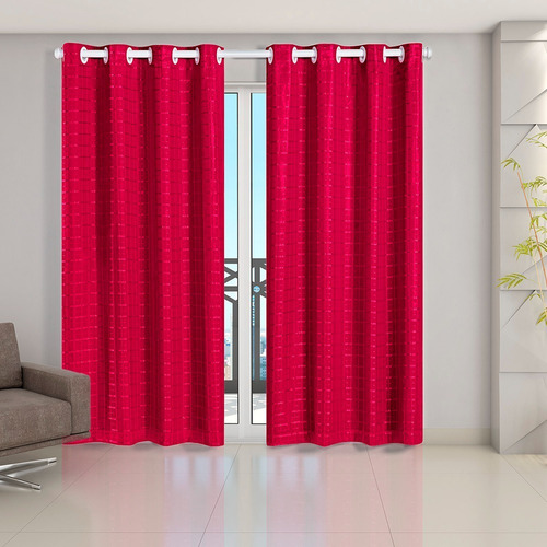 Cortina Blackout Pvc C/ Voil Xadrez 2,80 M X 2,30 M - Porta Cor Pink