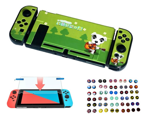 Acrilico Animal Crossing Perro+vidrio Templado+2grips Switch