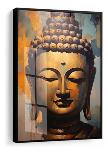 Quadro Decorativo Buda Meditação Estátua Moderno Com Vidro