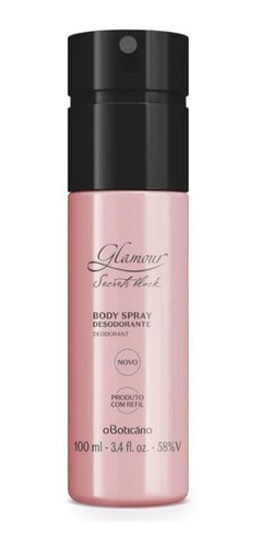 Body Spray Desodorante Glamour Secrets Black Boticário 100ml