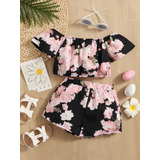 Conjunto Infantil Menina Floral Blogueira Croped 