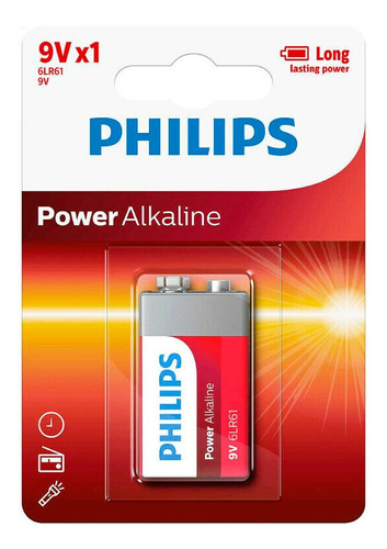 Batería Philips Power Alcalina 6lr61  9v Mlab