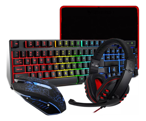 Combo Gamer 4-en-1 Aoas : Teclado, Mouse, Pad, Diadema