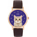 Reloj De Ra - Beige Tabby Cat Head Watch Ladies 38mm Case 3a