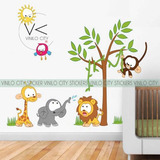 Vinil Decorativo Animales De La Selva 2mts X 1.50 Modjd13