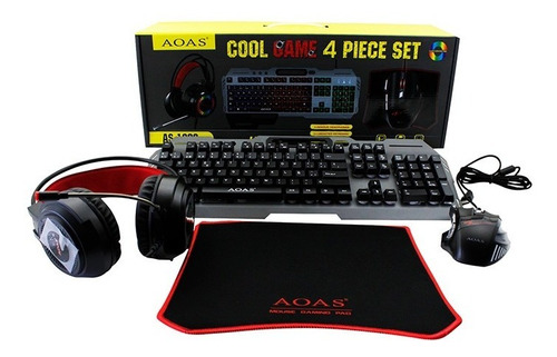 Kit Gamer Teclado + Mouse + Audifonos + Mouse Pad Aoas