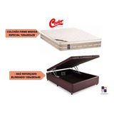 Cama Box Baú Casal Medida Especial + Colchão Castor 120x203 Cor Corino Marrom