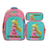 Kit 3 Pza Mochila  Peach Lonchera Lapicera Chenson Original