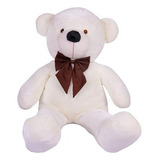 Urso Pelúcia Grande Teddy 1,10 Metros Personalizado Fg Cor Baunilha Laço Tabaco