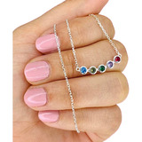 Cadena Rolito Y Dije Mulicolor Mujer De Plata 925 Kit 058